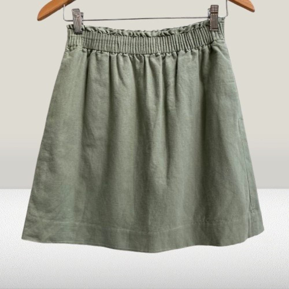 J. Crew Paperbag Mini Skirt Sage Green Linen Cotton Sage Green Size 2